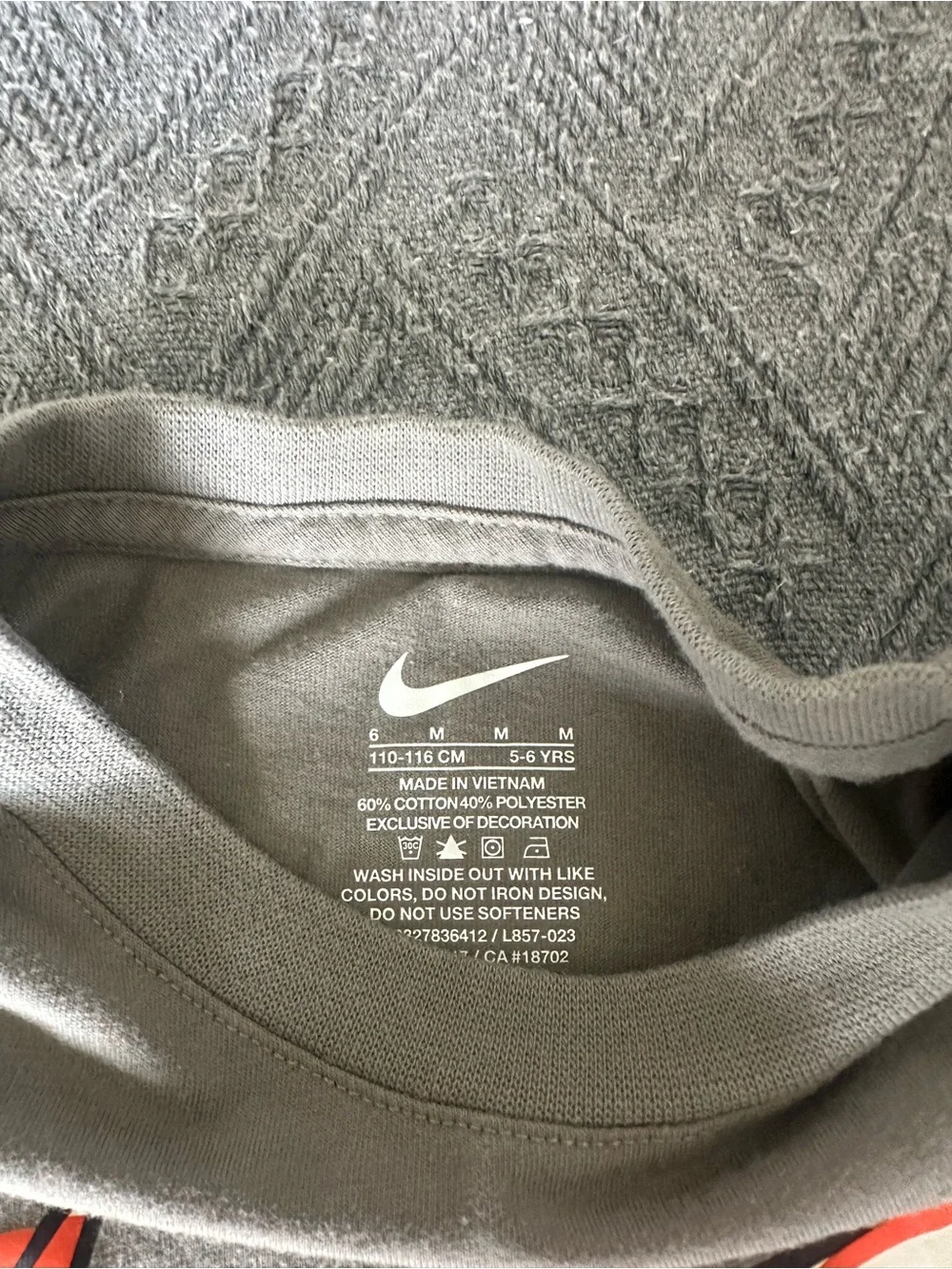 Nike Kids Olive Tee with Orange/White Swoosh